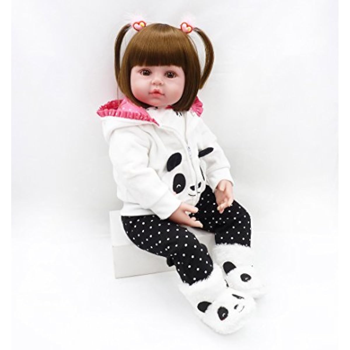 Pinky 24inch 61cm Lovely Reborn Baby Girl Doll Toddler Realistic Looking Baby Doll Vinyl Silicone Baby Christmas Gift