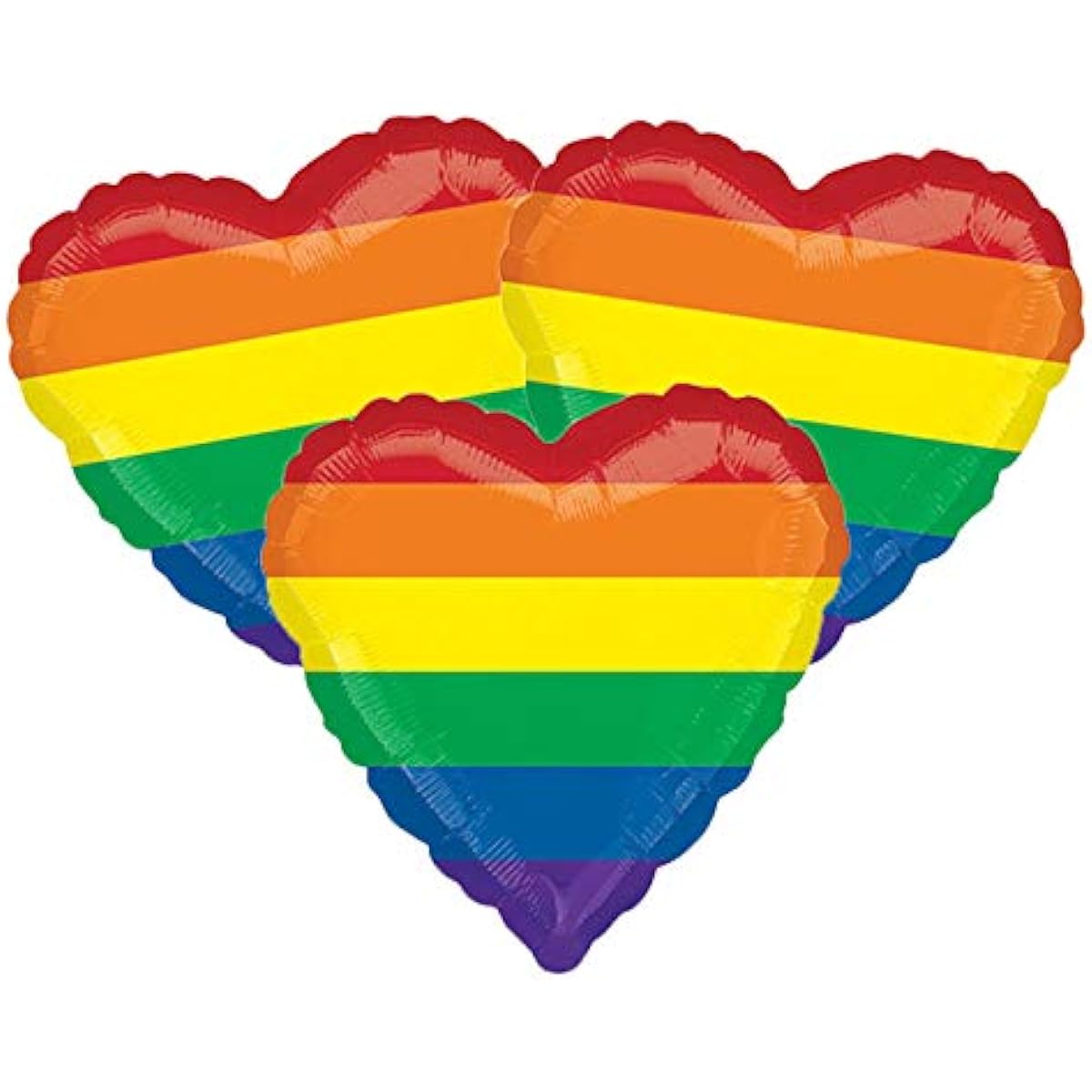 Set of 3 Gay Pride Flag Rainbow Heart Shaped 18" Foil Party Balloons