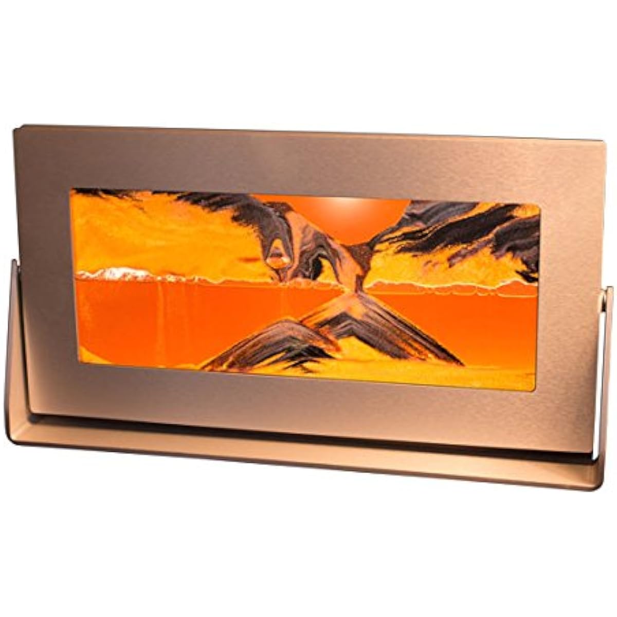 Exotic Sands The Original Moving Sand Picture Frame Md63 Made in the USA Shop Now - Direct from the Manufacturer - Medium Silver Metal Frame (Sunset Orange) By Inventor William Tabar Top 10 Gifts!