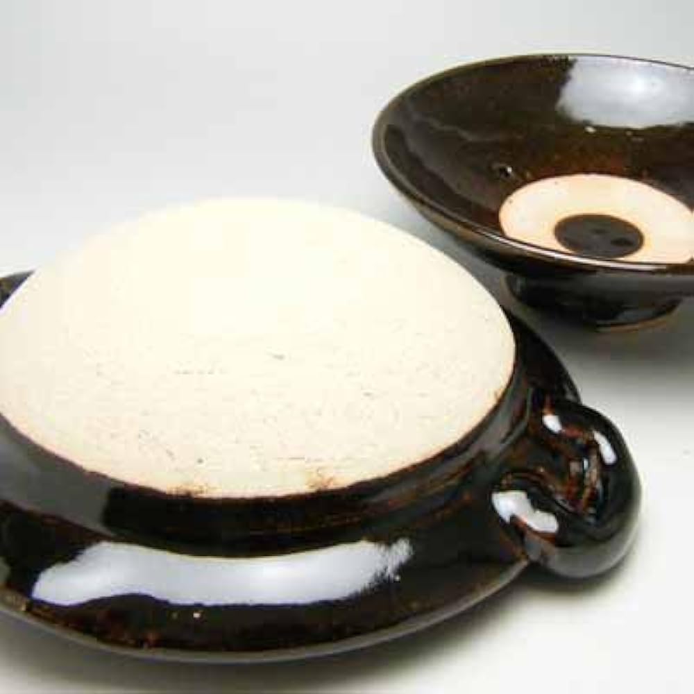 Doraku kiln black pot with spout 7 inches [earthen pot Doraku kiln Iga ware]