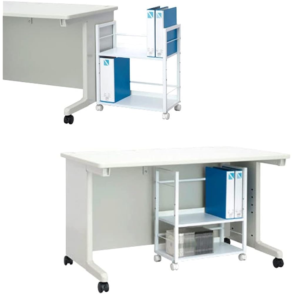 Nakabayashi 2 Tier Desk Turner Under Desk Storage Rack with Casters Under Desk Wagon Shelf Shiro ND-001