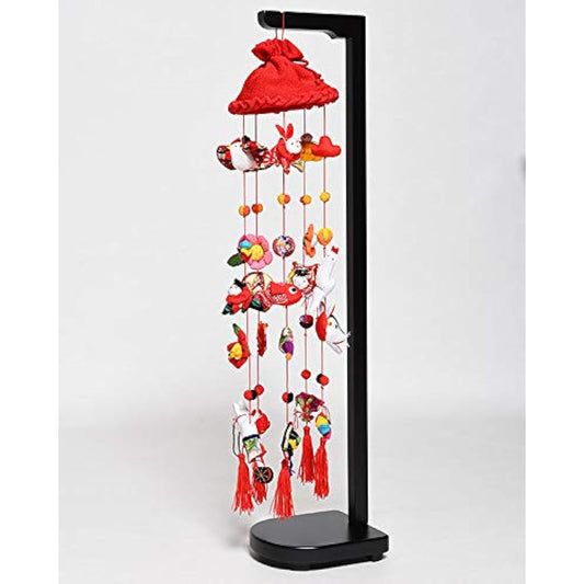 [Hina Dolls] Hanging Hina Dolls, elegant hanging decorations (23-size red umbrella) with stand [Hanging Hina Dolls]