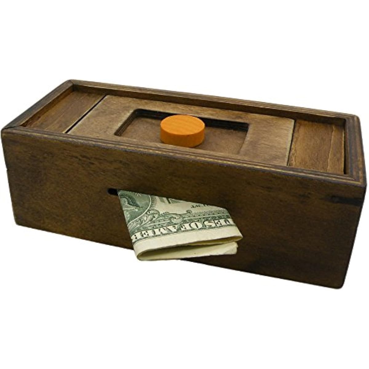 Enigma Secret Discovery Secret Box Wooden Puzzle Box with Hidden Compartments Money and Gift Card Slots Piggy Bank Brain Puzzle Game