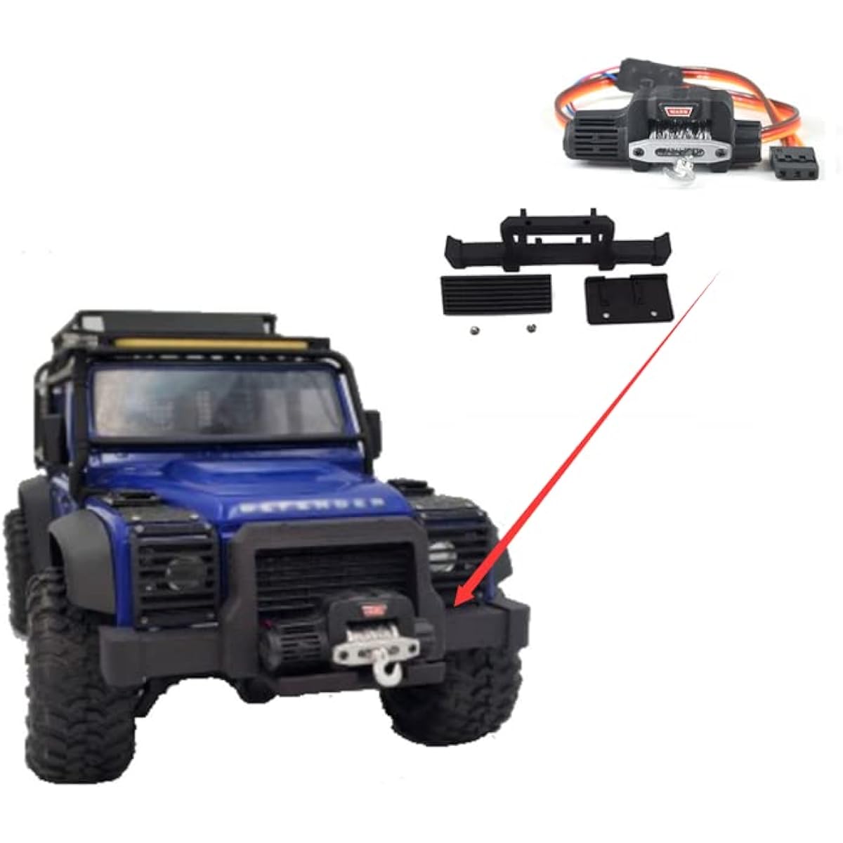 RC Car Front Bumper and Electric Winch for Traxxas 1/18 TRX4M Defender Metal Winch Anti-Collision Protection Bar