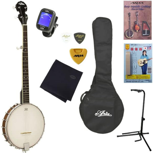 Aria Banjo for Beginners Open-back banjo without a resonator. Standard 9-piece set SB-10-OB