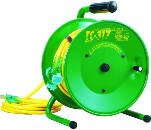HATAYA Cindy Temoto Reel Cord Reel Indoor 100V 17m Thickness 1.25㎟ Standard Type 3 Outlets Home Use Factory Use Construction Site TC-317