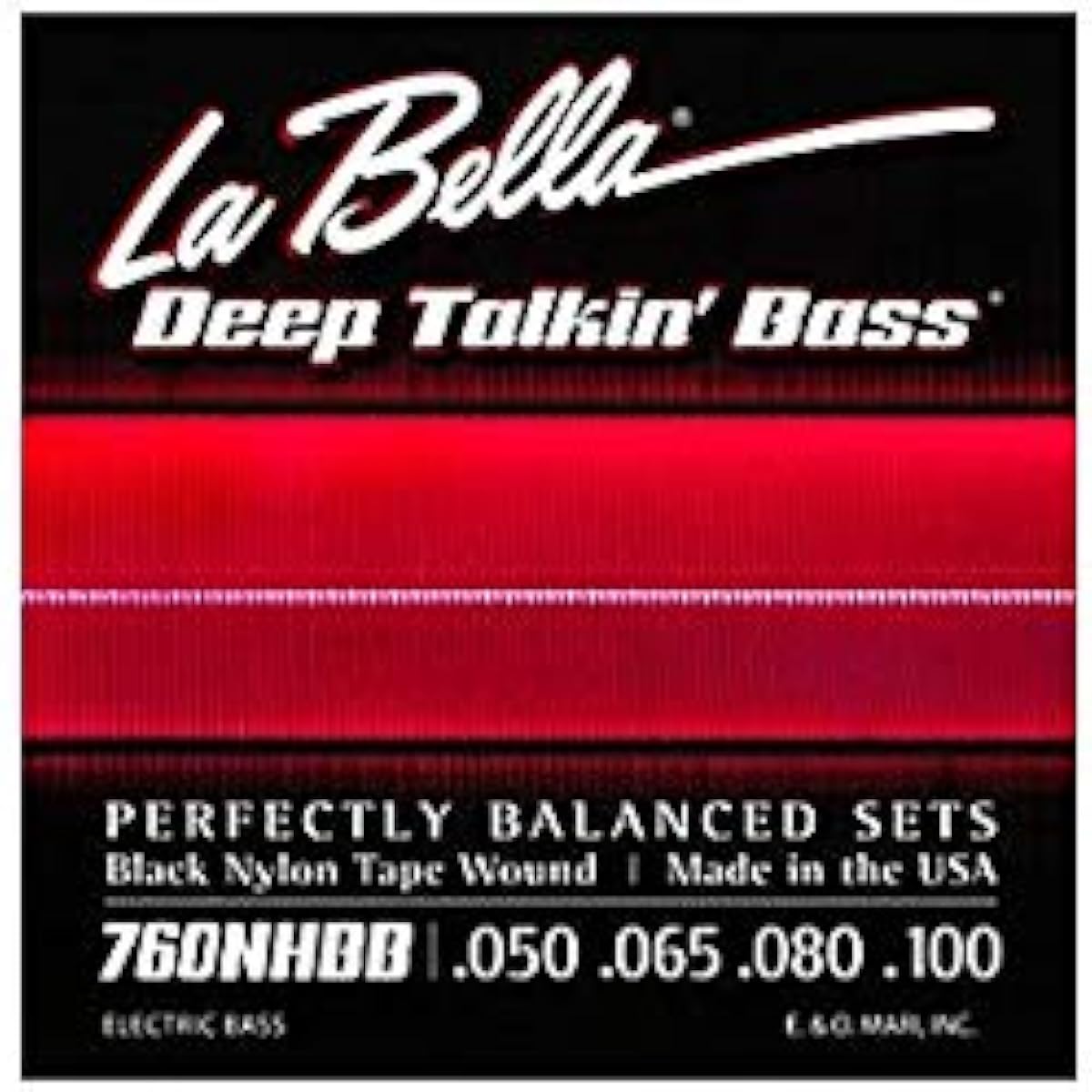 LA BELLA Bass Strings 760NHBB "Beatle" Bass Black Nylon Tape 50-100