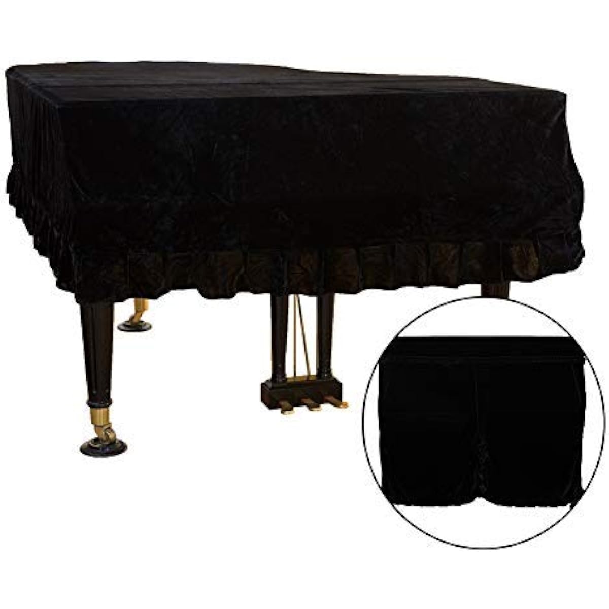 Mettoo Grand Piano Cover Preche Dustproof Washable Piano Cover | Stain Resistant Gold Soft Border Triangle Decorative Protective Cover Cloth for Grand Piano