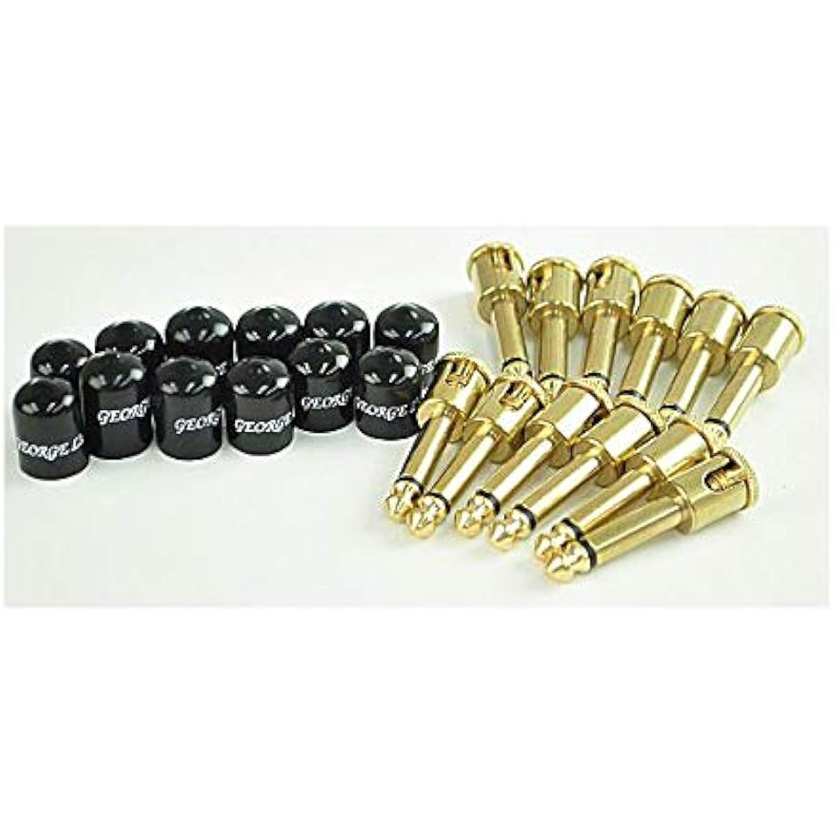 GEORGE L'S Phone Connector 155 PLUG Angled Brass 12pc Pack w/Jackets