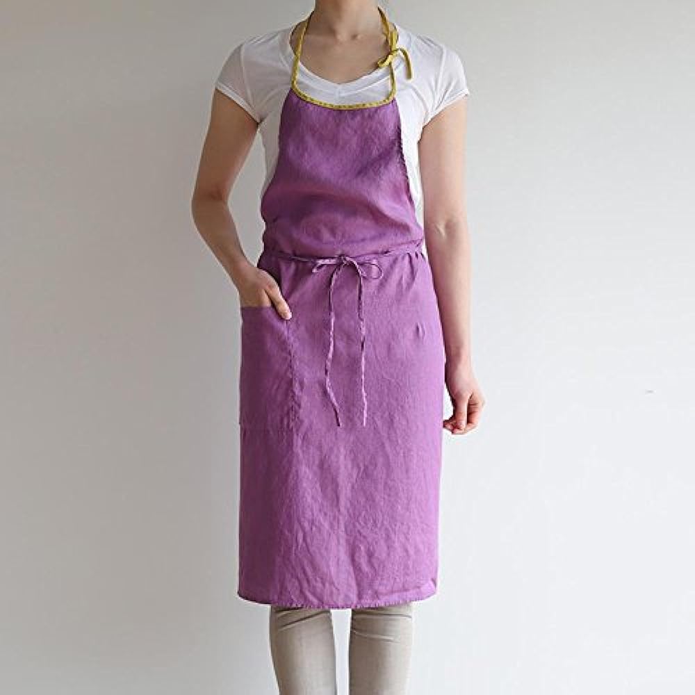 Linen full apron Mira <Early Purple> A289 [Lino e Lina/Lino e Lina]