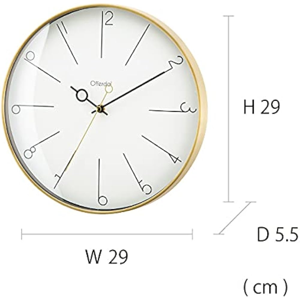 Interform Wall Clock CL-3882 Manon Gold White Modern Elegant Stylish Diameter 29cm
