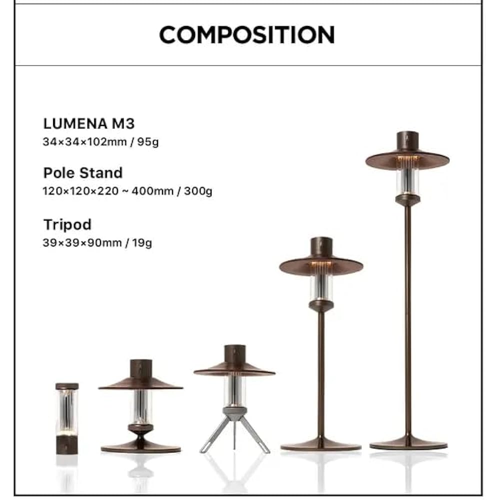 [Full set of accessories] M3 table lamp brown outdoor lantern solo camping set camping gear beginner LED lantern LUMENA [Japanese genuine product]