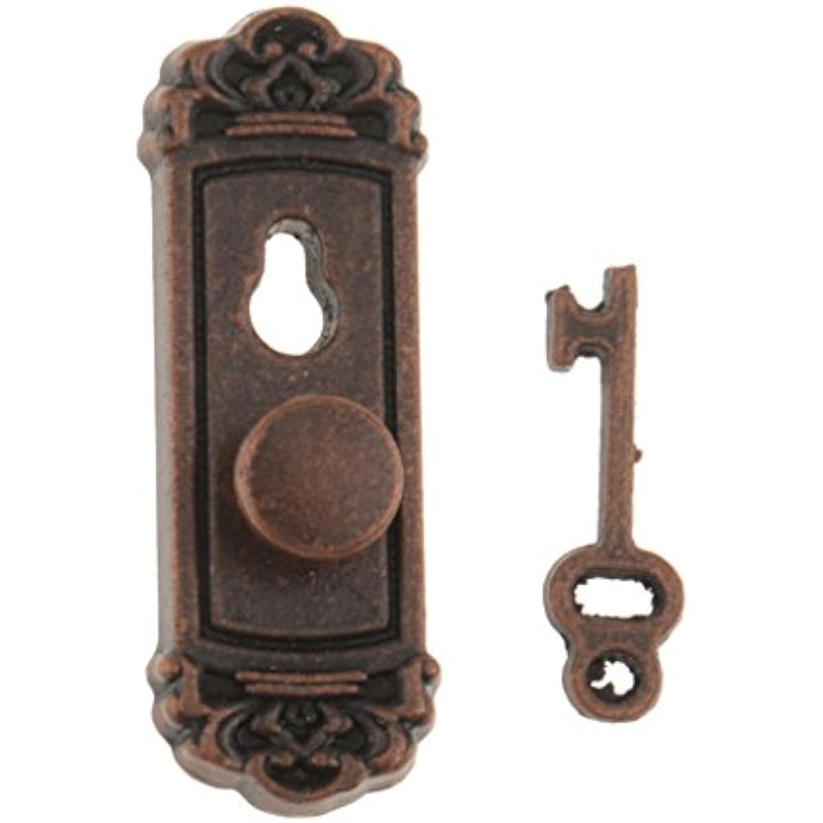 BESSTUUP 4 Pieces 1/12 Scale Dollhouse Miniature Handle Key Set Door Knob Fittings
