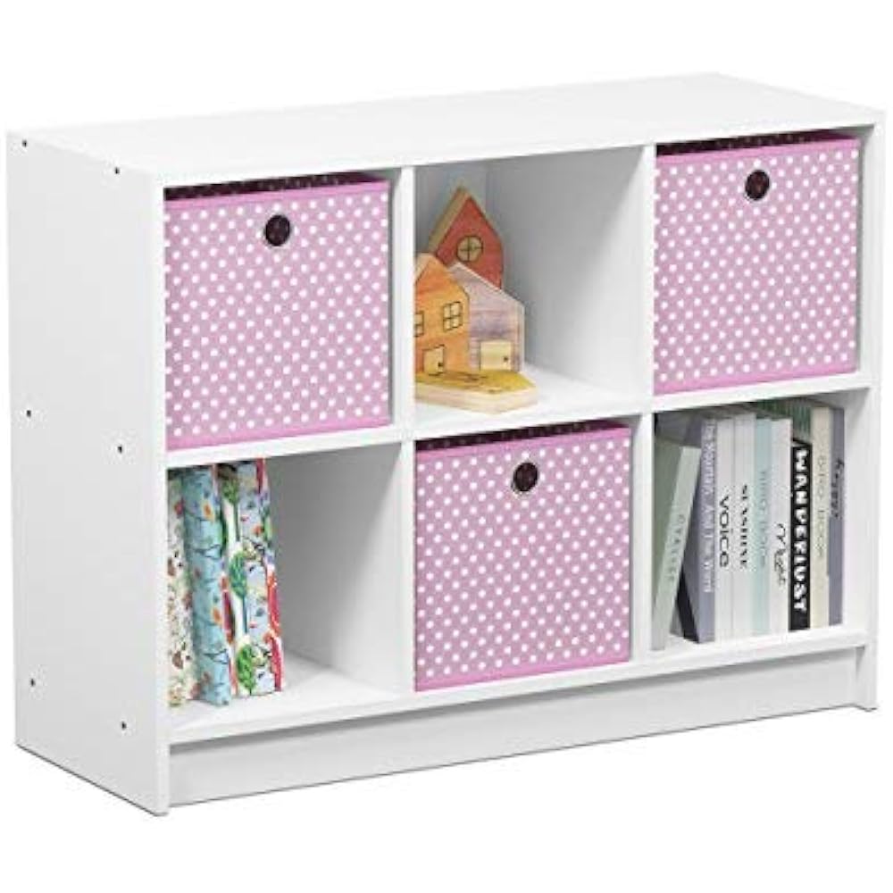 Furinno Basic Bookcase White/Pink 3x2 with Storage Box [Regular Japanese Import Product]