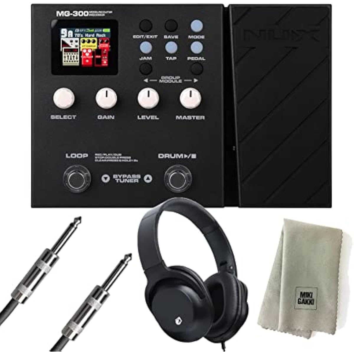 NUX MG-300 + Headphones KHP + Shield 5m + Cross Modeling Guitar Processor Multi Effector with Pedal