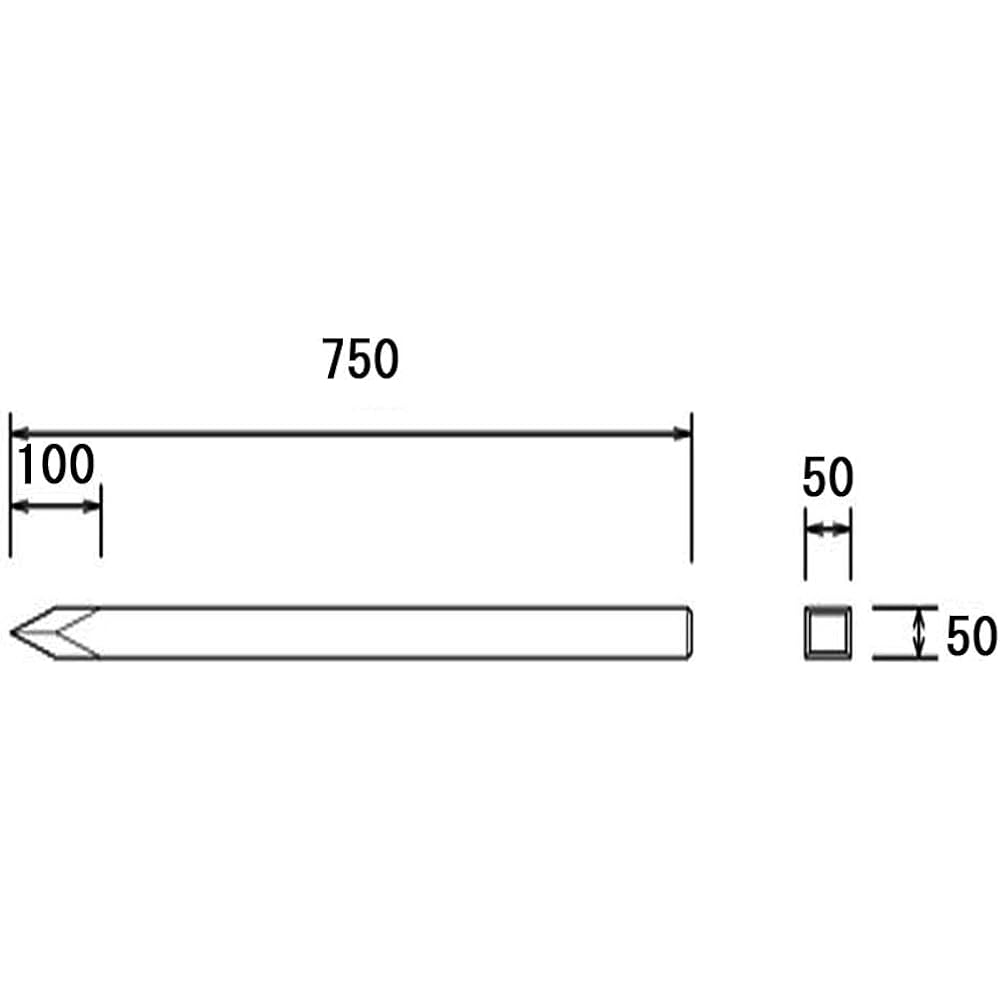 Set of 16 square piles, no holes, 50 x 50 x 750 mm