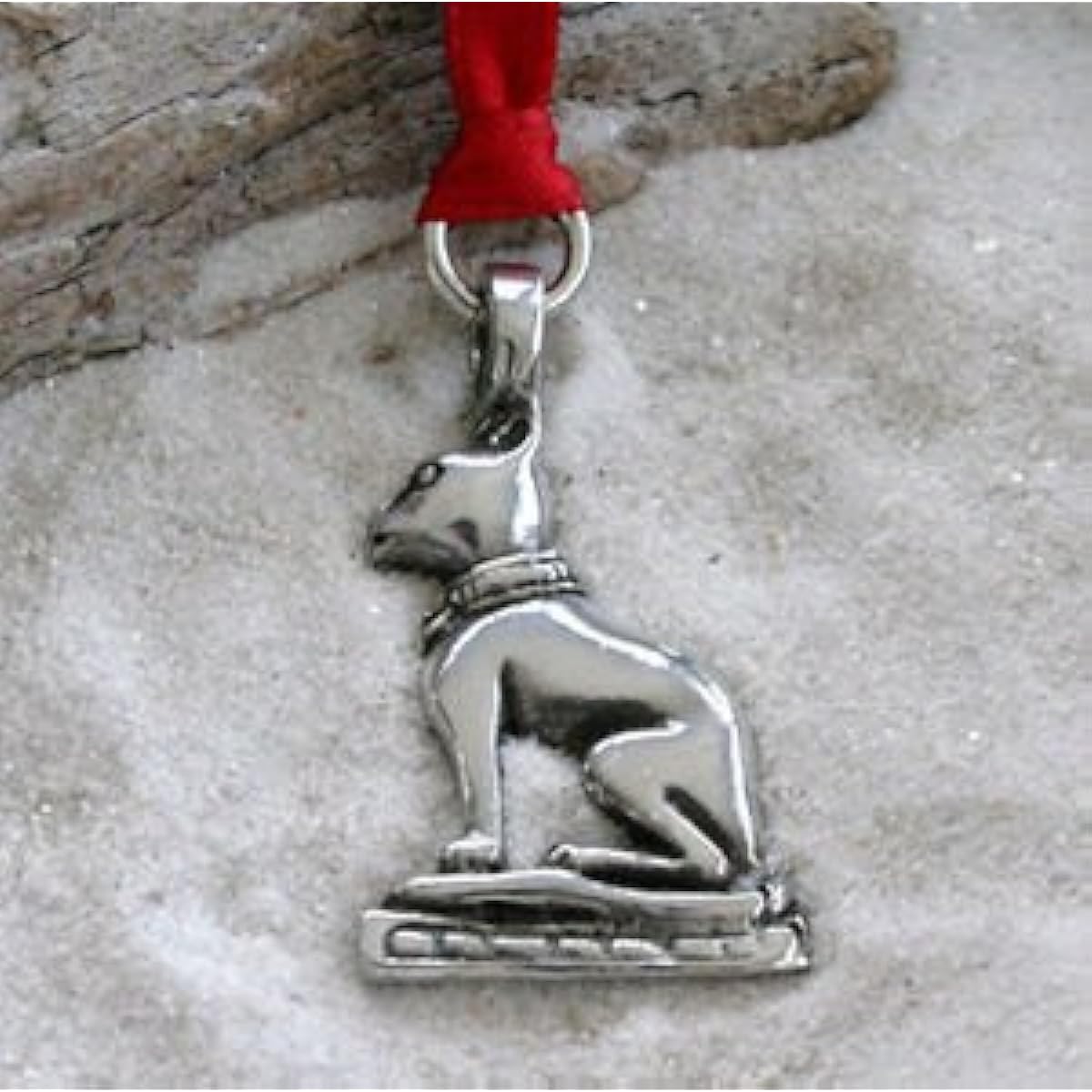 Pewter Cat Egyptian Goddess Bast Christmas Ornament Holiday Decoration