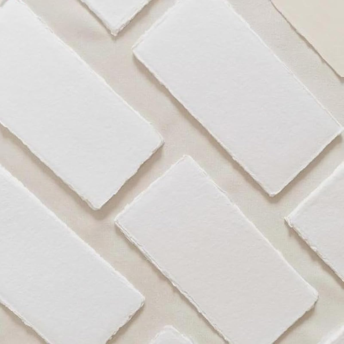 Habiller Deckle Edged Handmade Paper, Wedding Invitation Cardstock, Baby Shower Cards, Perfect for Calligraphy, Drawing, Watercolor Paper, Made from Cotton Rag, Off-White, Pack of 100 (4x9-100)