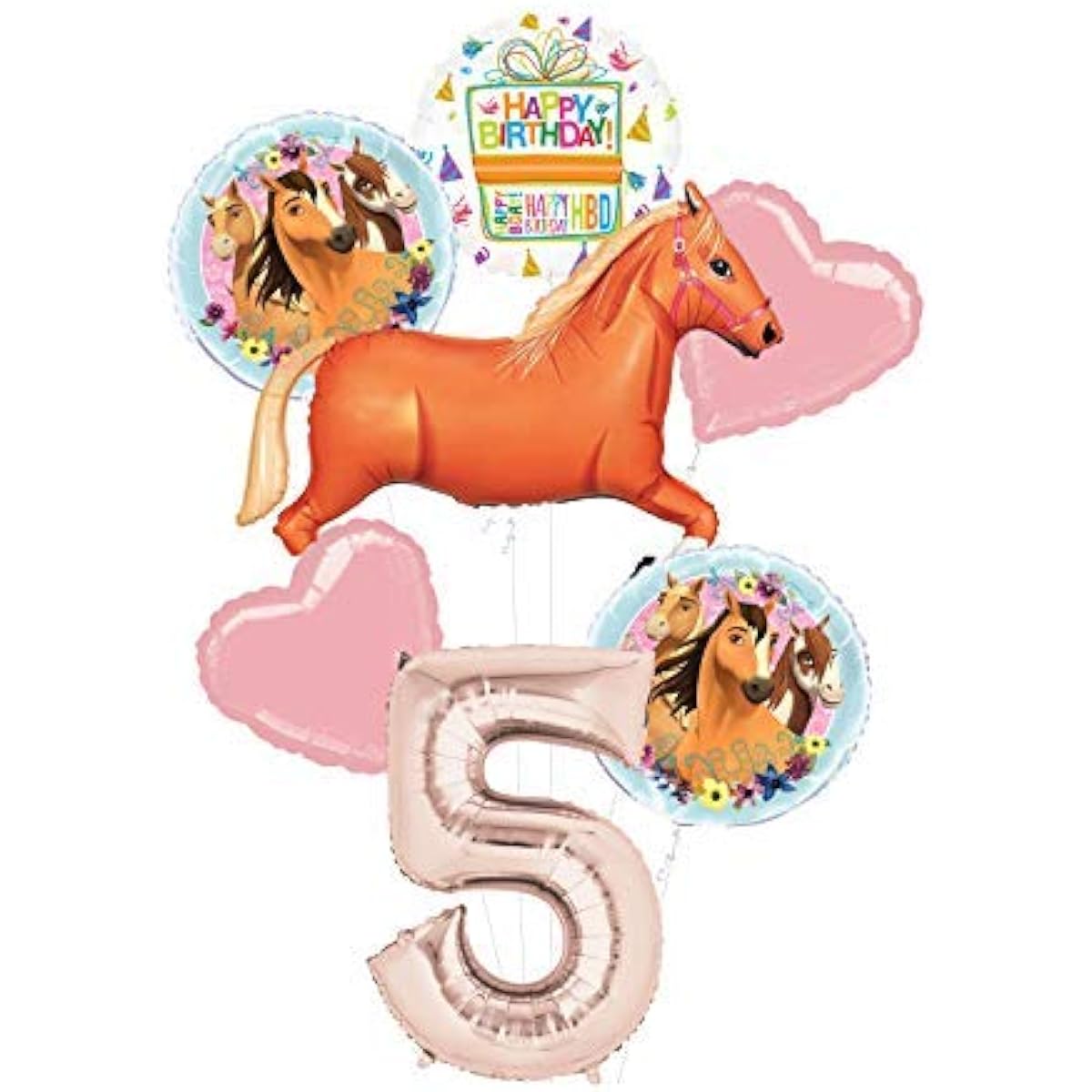Mayflower Products Spirit Riding Free Party Supplies 5th Birthday Tan Horse Balloon Bouquet Decorations