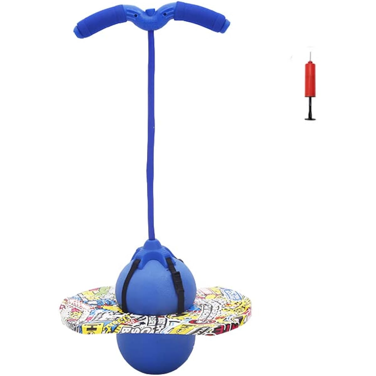 Christoy Pogo Ball with Handle for Kids Adults Pogo Balance Bounce Ball Pogo Trick Board for Girls and Boys Ages 6+ (Blue Colorful)