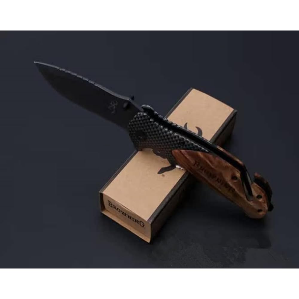 X50 Wood Handle Multi Survival Folding Knife