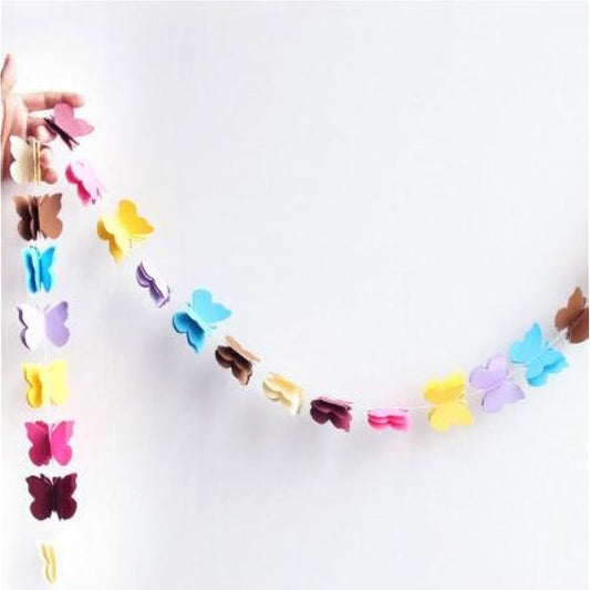 (Butterfly) - Since Colourful Hanging Paper Garlands Flora String Wedding Party Birthday Baby Decoration - Set of 4 (Butterfly)
