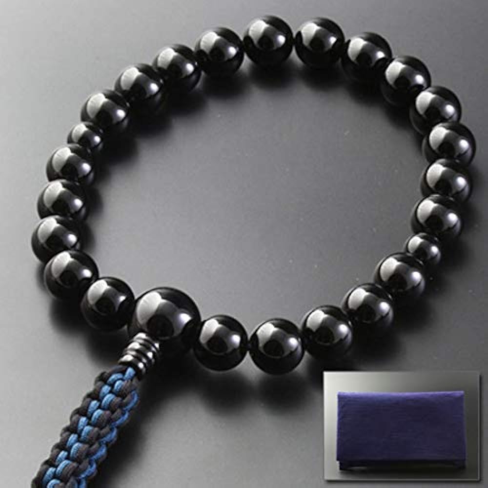 Kyoto Buddhist Altar Hayashi Prayer Beads Braided Cord Tassel Black Onyx (For Men) Jodo Shinshu Honganji [Bead Bag Set] M-078 Kyoto Prayer Beads