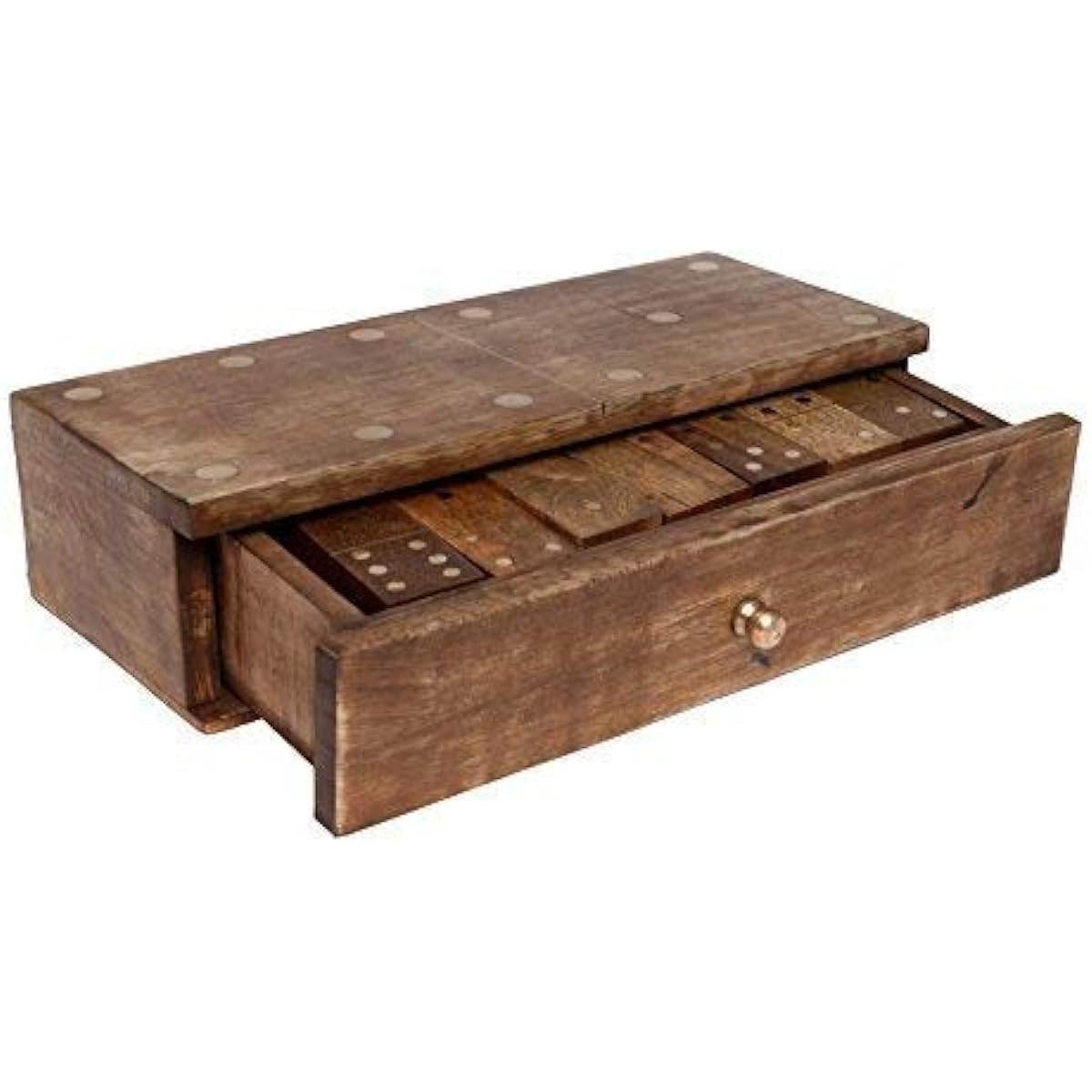 GoCraft Handmade Wooden Dominoes Set | Double Six Professional Jumbo Size Dominoes Set with Decorative Wooden Storage Box