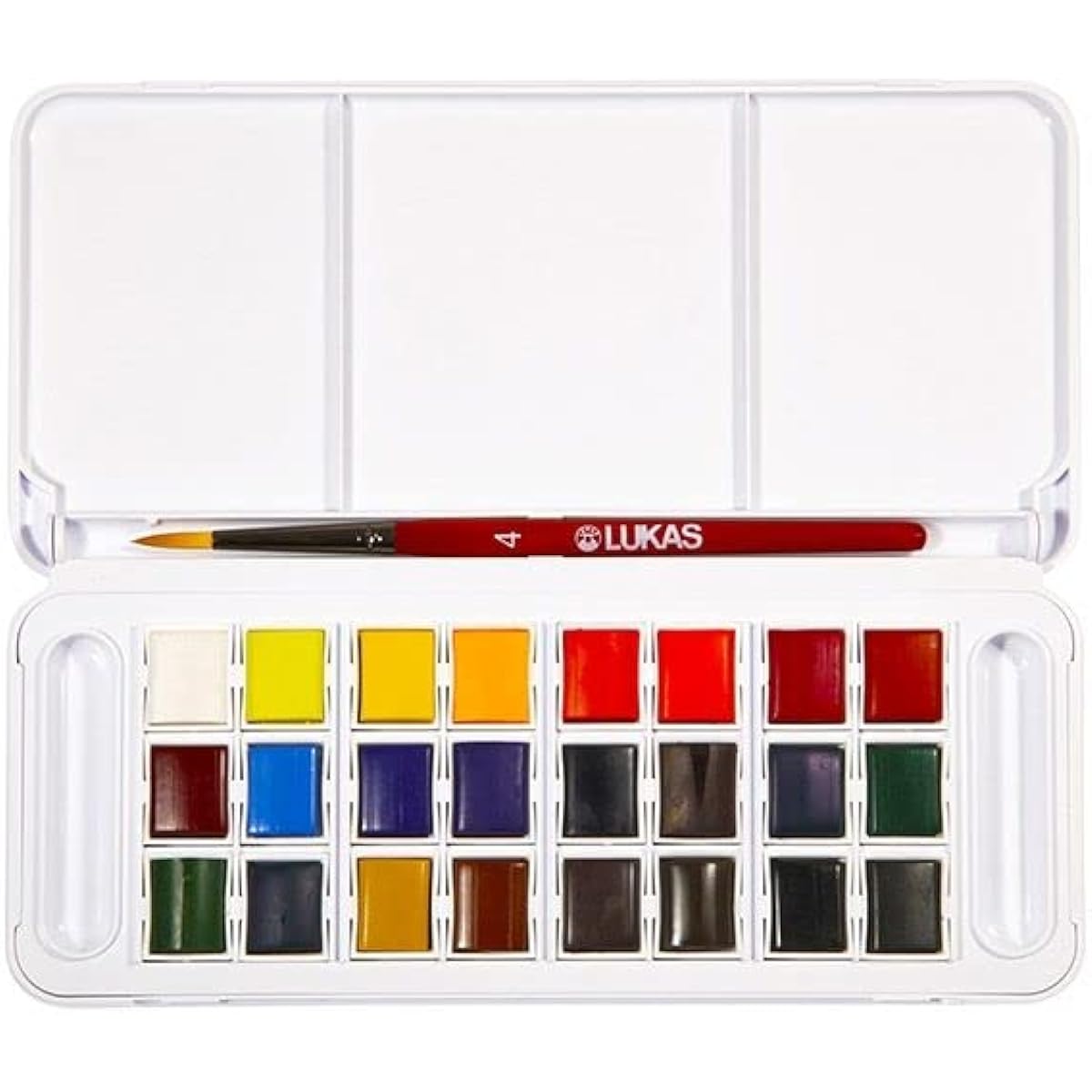 Lukas Studio Watercolor 24 Color Set Half Pan Color with Mixed Palette