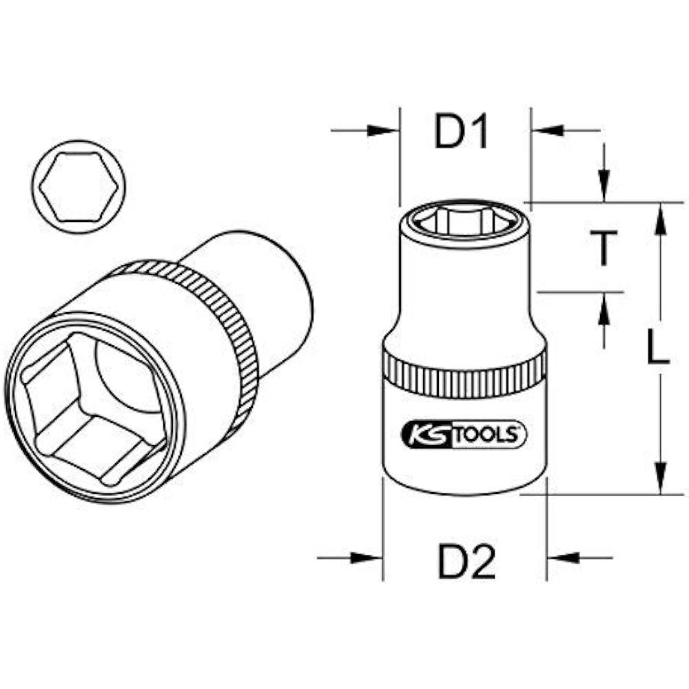 KS TOOLS 1" CLASSIC Hexagonal socket short 65mm 911.1065