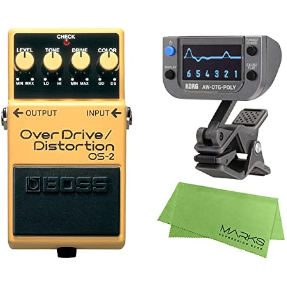 BOSS - OverDrive/Distortion OS-2 + KORG AW-OTG-POLY + Marks Original Cloth Set