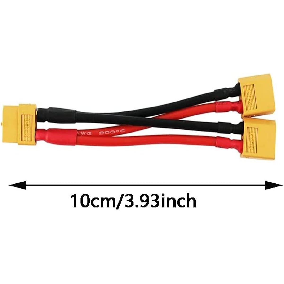 Wmzjnljy 2pcs XT60 Parallel Battery Connector 14awg 3.94" XT60 2-Male to 1-Female Parallel Adapter Wire Cable for RC Multicopter Quadcopter (W08-2)