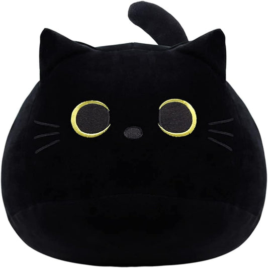 3D Black Cat Plush Pillow Soft Plush Doll Cat Fluffy Soft Baby Toy Cat Shape Design Sofa Decoration (B)