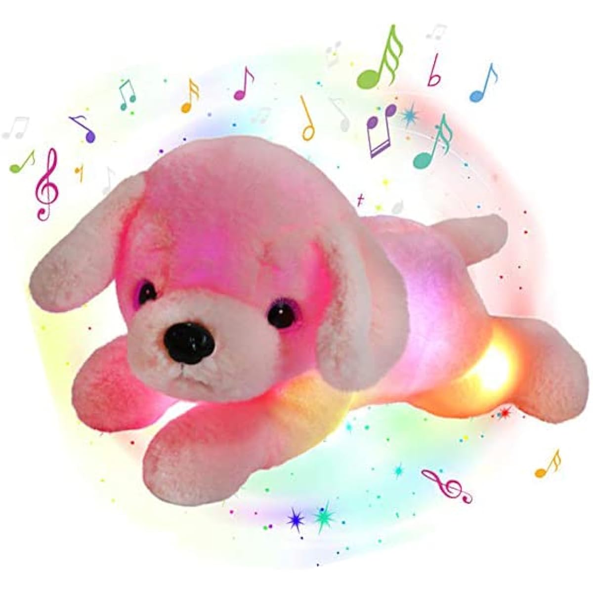 GlowGuard 15" Light Up Musical Puppy Dog Soft Pillow with LED Night Light Lullaby Singing Glow Bedtime Buddy for Toddlers Kids