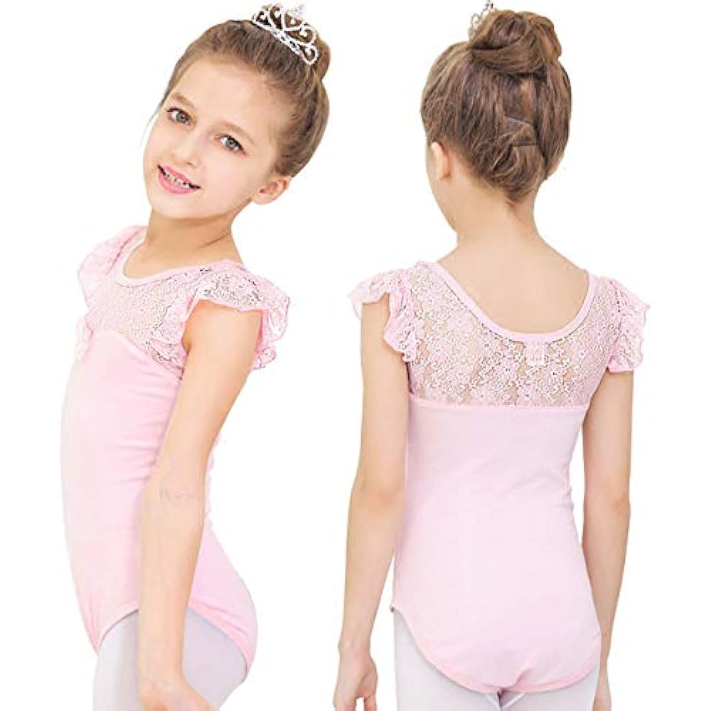 Manana ma14 Silkily Manana Leotard Ballet Children's No Skirt High Leg Lace Floral Pattern Costume Kids Junior Girls