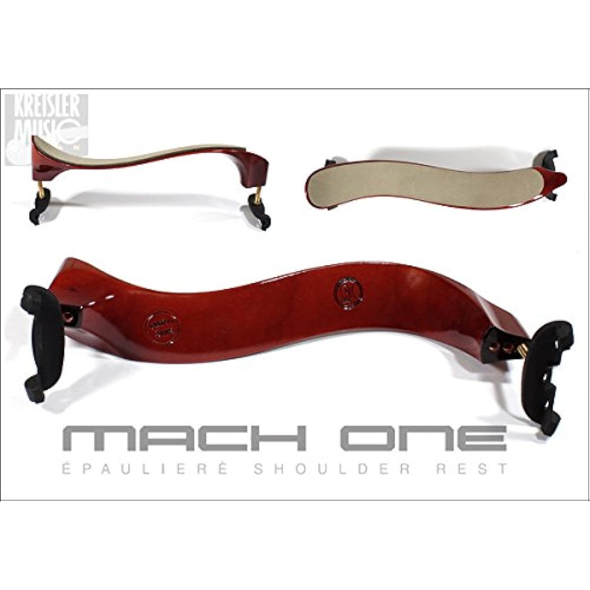 Violin Shoulder Rest Mach One Maple Comfort MAPLE WOOD with "HOOK" 3/4-4/4 Size