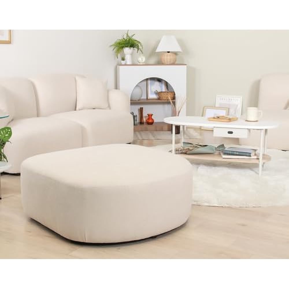 Fuji Boeki Sofa Width 80 x Depth 80 x Height 35cm Ivory Korean Interior Single Seat Ottoman Combination Chamill 41306