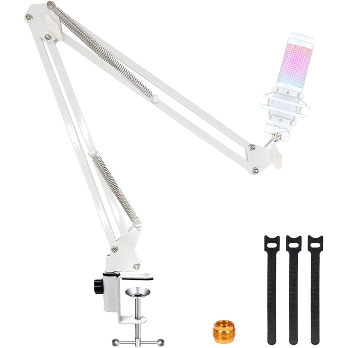 HYZUHOME White Boom Arm for Hyperx Qu&S, Professional Adjustable Hyperx Qu&White Microphone Boom Arm, White Stand, Compatible with Hyperx Qu&White Microphone