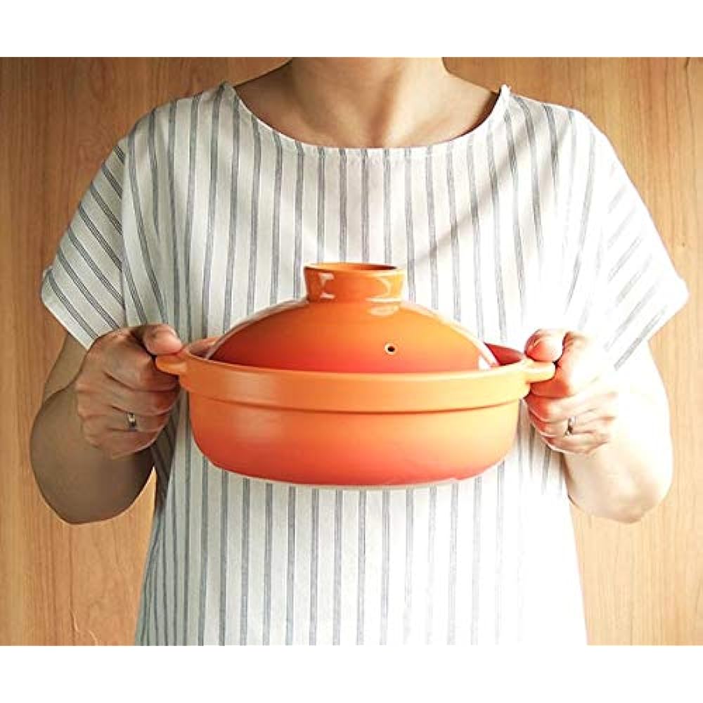 Mino Sarara Banquet Bake Earthen Pot No. 7 for 1 to 2 people Made in Japan Heat source color: Orange for open fire only