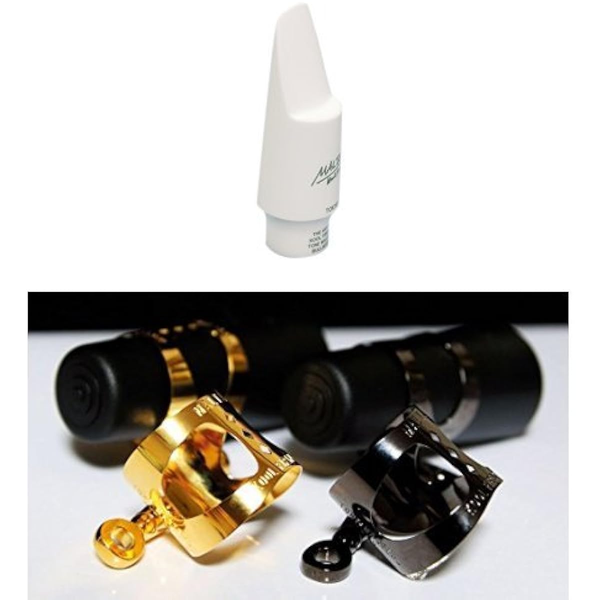 Malta Alto Saxophone Mouthpiece White Hard Rubber Size: M* & Ligature: Gold Plated