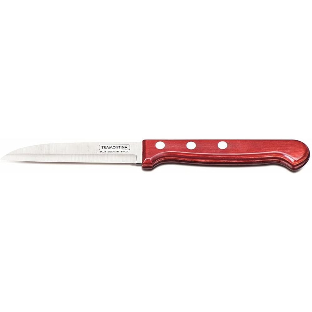 Tramontina Polywood Wooden Handle Knife Cutlery Knife Set of 5 Red with Wooden Case Dishwasher Safe Durable Natural Wood Respect for the Aged Day Housewarming Gift Made in Brazil 21199/783 TRAMONTINA