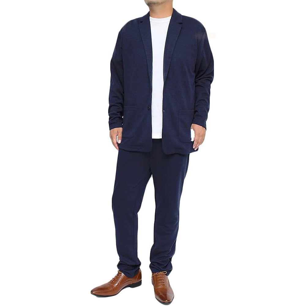 [One Colors] Setup Men's Large Size Stretch Punch Material Sweatshirt Tailored Jacket Sweatpants