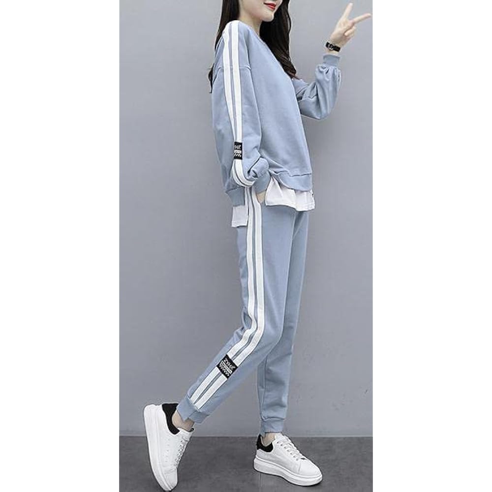 [Emptio] Top and Bottom Set Training Wear Tops Women's 3/4 Sleeve Jogger Jogging Sweatshirts
