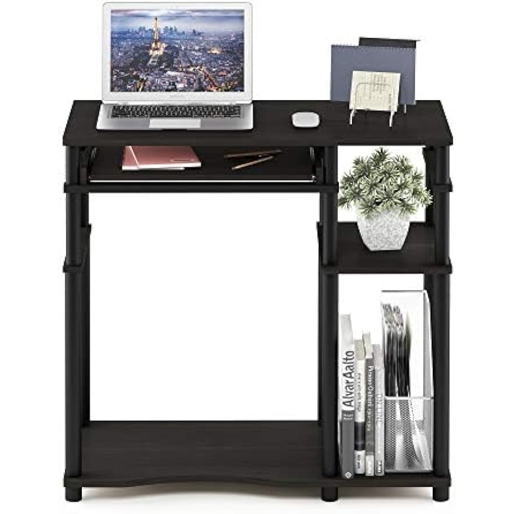 Furinno Computer desk with bookshelf Abbott series 80.0 x 47.0 cm x 79.0 cm Color: Espresso/Black ‎17097EX/BK