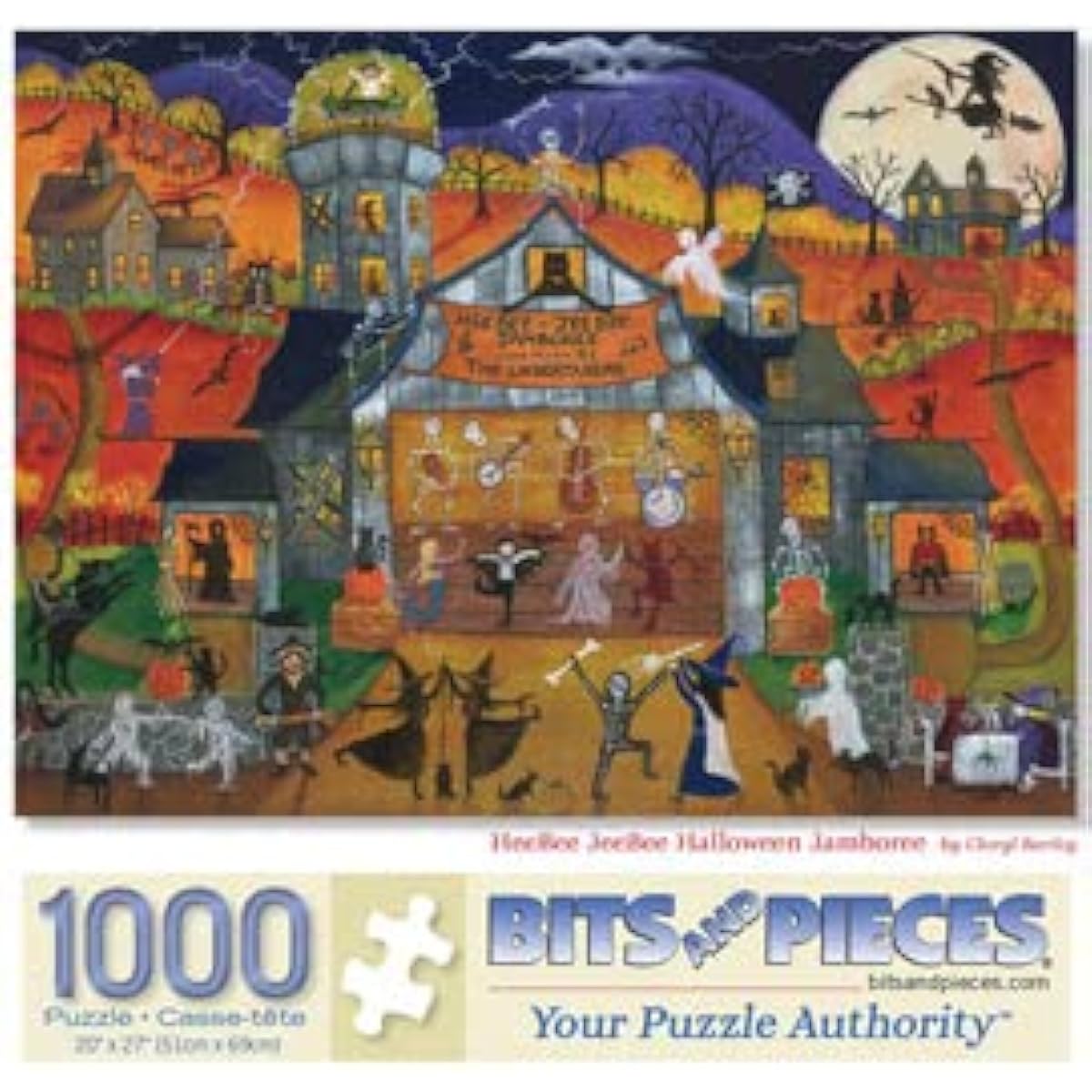 Bits and Pieces - 1000 Piece Jigsaw Puzzle for Adults 20" x 27" - 'HeeBee JeeBee Halloween Jamboree' - 1000 Pieces by Artist Cheryl Bartley