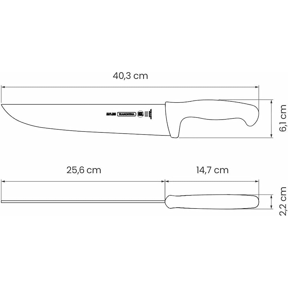 Tramontina Gyuto Knife Churrasco Knife Professional Master 255mm Blister Pack White Antibacterial Colored Handle Dishwasher Safe Made in Brazil 24607/180 TRAMONTINA