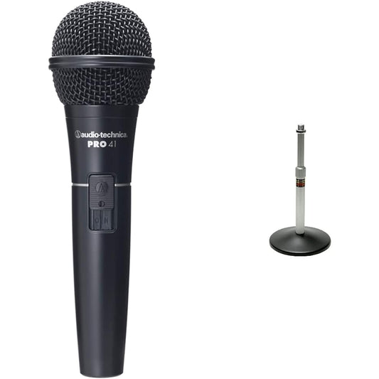 Audio-Technica Dynamic Microphone PRO41 & audio-technica Tabletop Microphone Stand AT8652