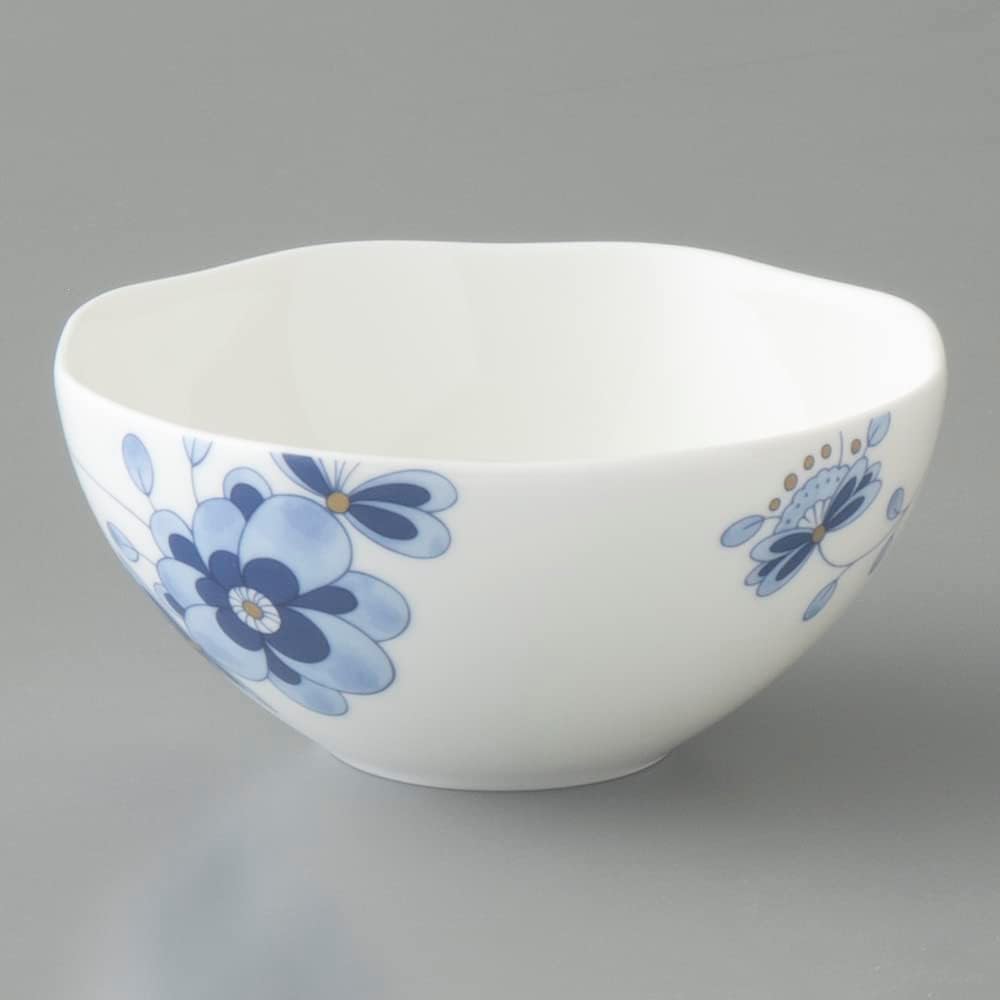 NARUMI Bowl Plate Set Milano Duo 11cm Blue Plum Blossom Chintz Style Wedding Gift Microwave Warming Dishwasher Safe Gift Box Included 52442-23174