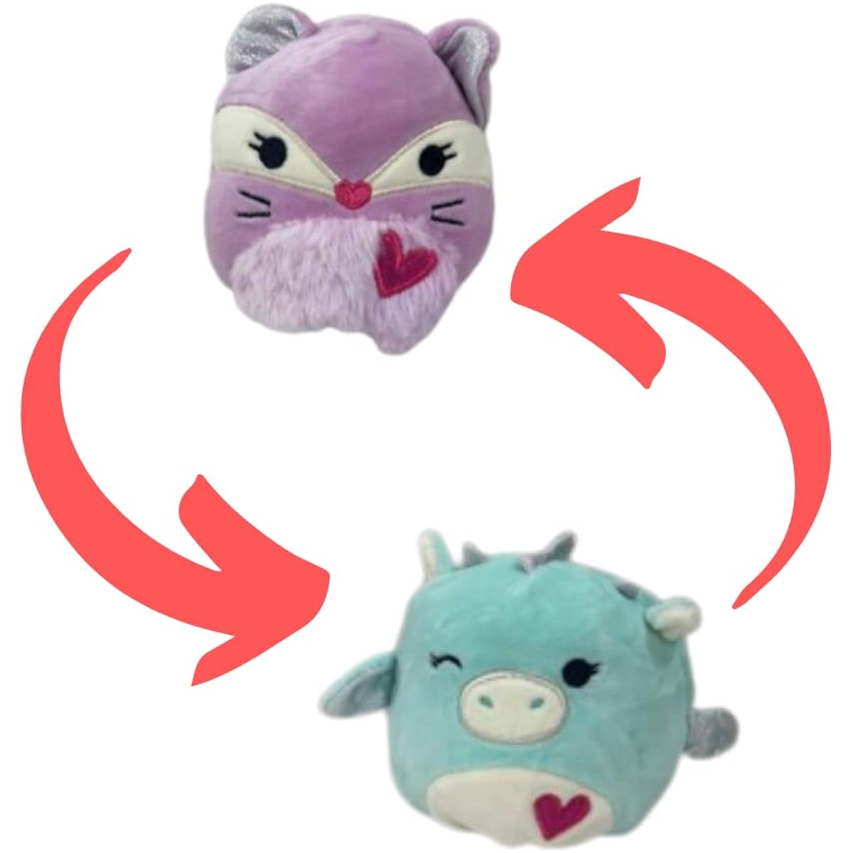 Squishmallow Official KellyToy Flipamallow Valentine's Day Faye Fox Parasha Dragon