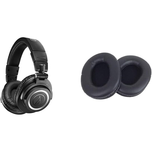 Audio-Technica Wireless Headphones ATH-M50xBT2 & Audio-Technica Replacement Ear Pads HP-M50xBK